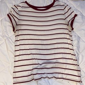 Short sleeve, maroon, striped shirt